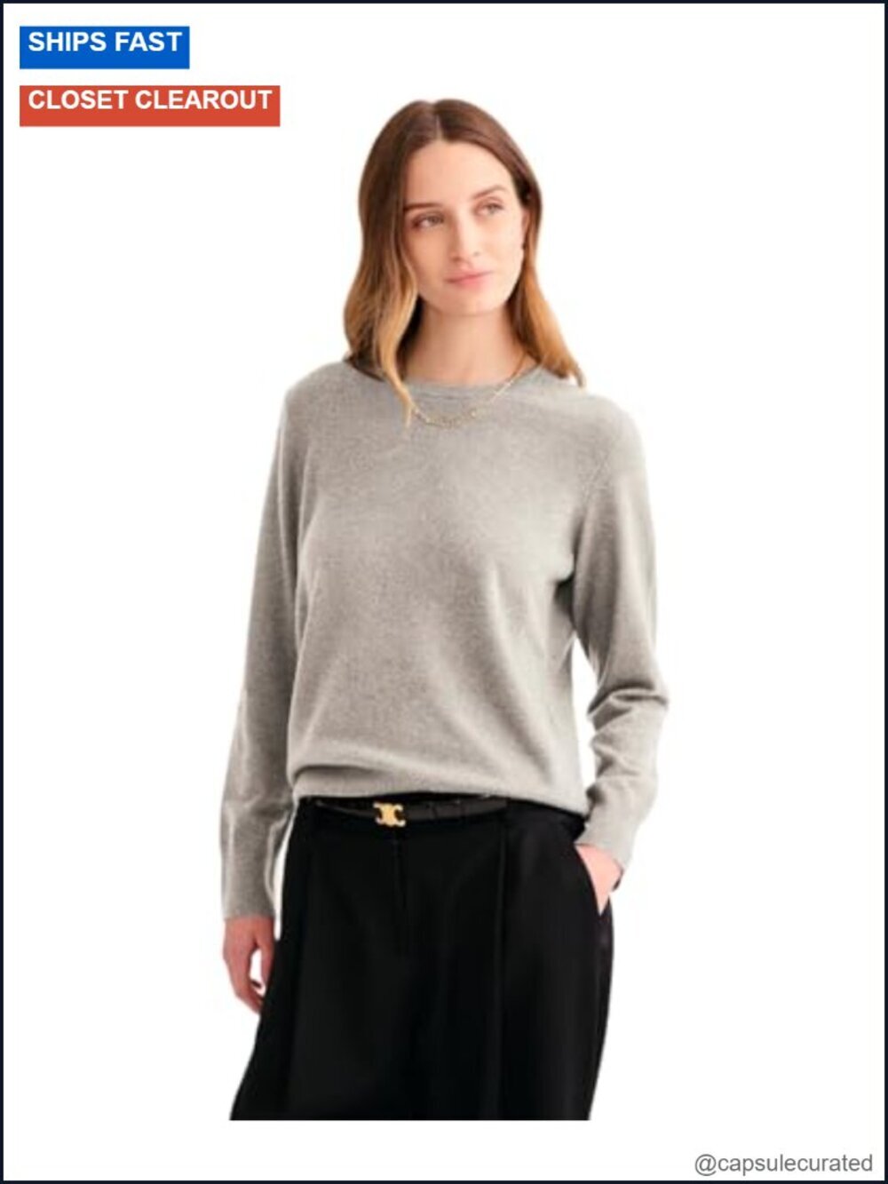 100% Cashmere Crewneck Sweater Lightweight Pullover